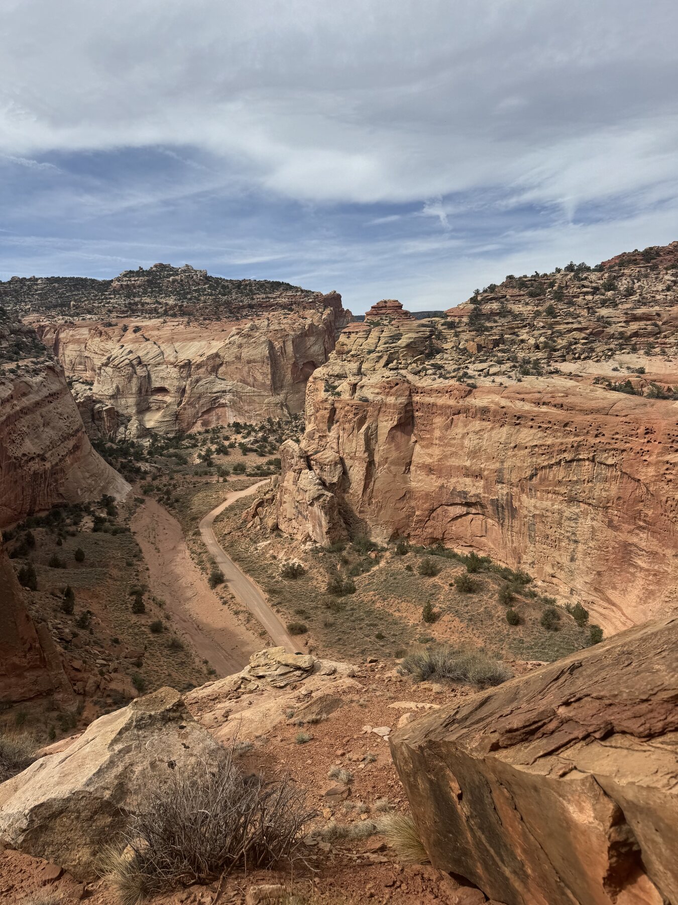 Overlook above a winding canyon in Capitol Reef
