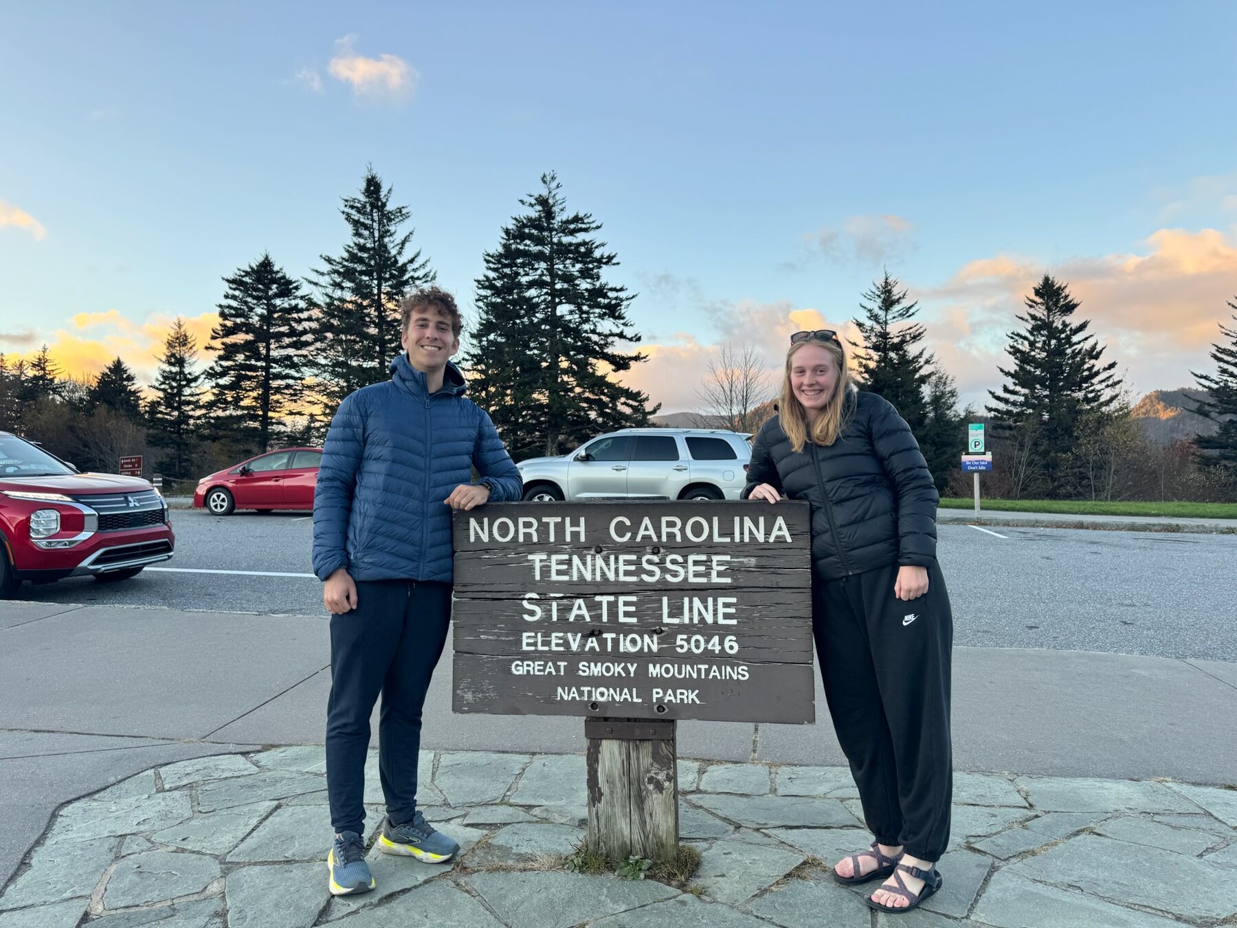 Zach at the North Carolina and Tennessee state line