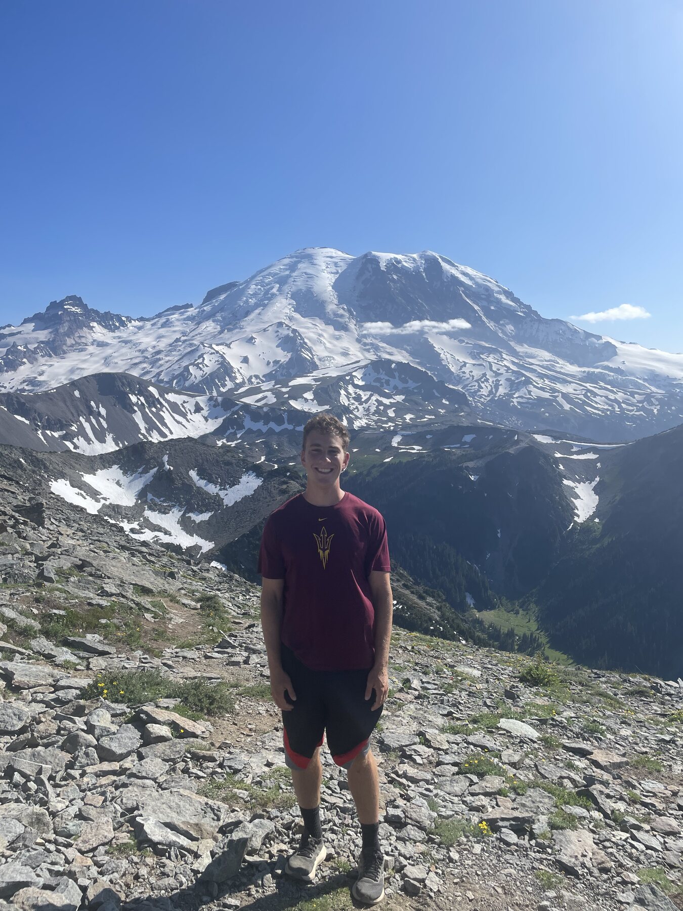 Portrait on a trail below Mount Rainier