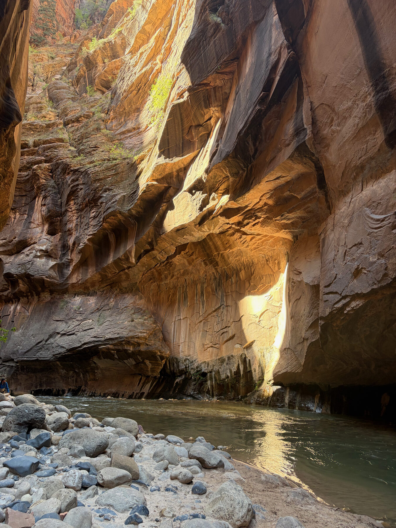 Sunlight reaching the walls of the Narrows