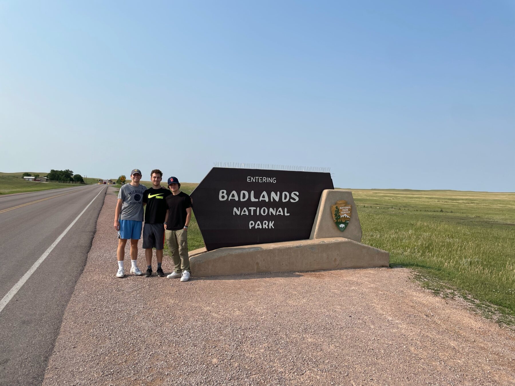 Zach and friends at the Badlands National Park entrance