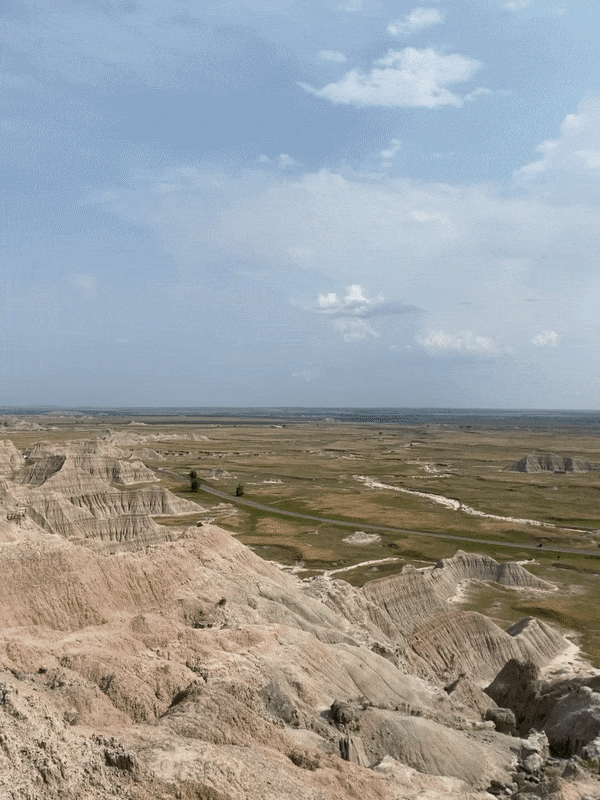 Moving landscape view at Badlands